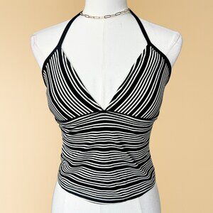 Ralph Lauren Black and White Striped Swim Top